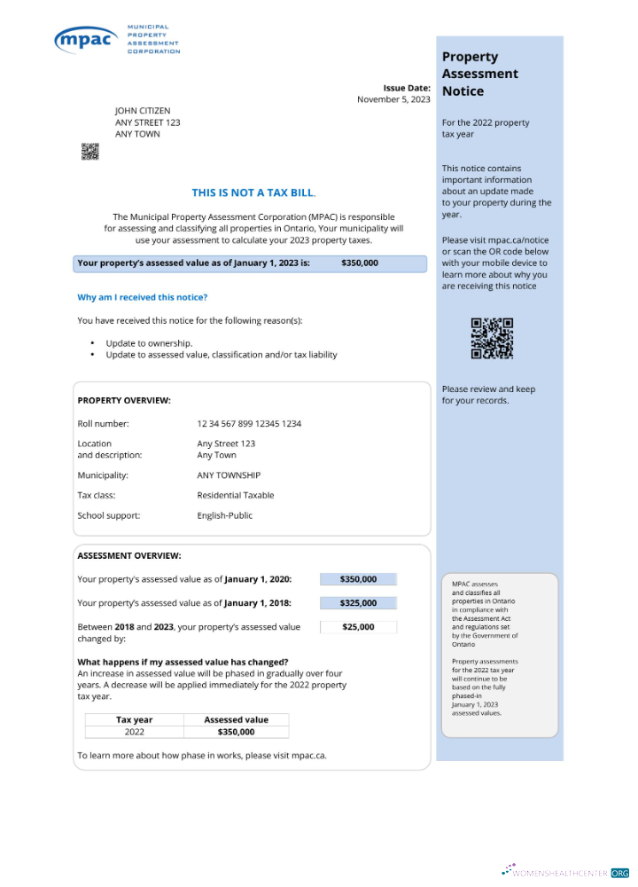 download download USA Ontario MPAC utility bill, PDF and Word download template PDF template PDF template
